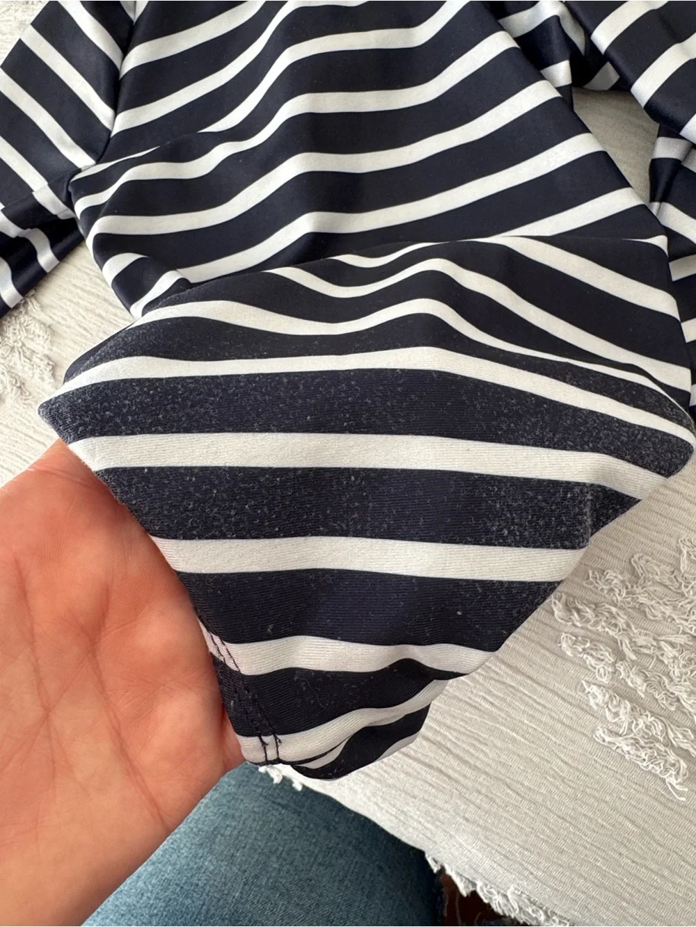 Gap navy blue and white stripe rash guard long sleeve one piece down suit sz 3